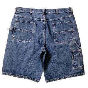 Vtg Old Navy Carpenter Shorts Mens 38 Blue Denim Jorts Utility Painter Baggy Y2K